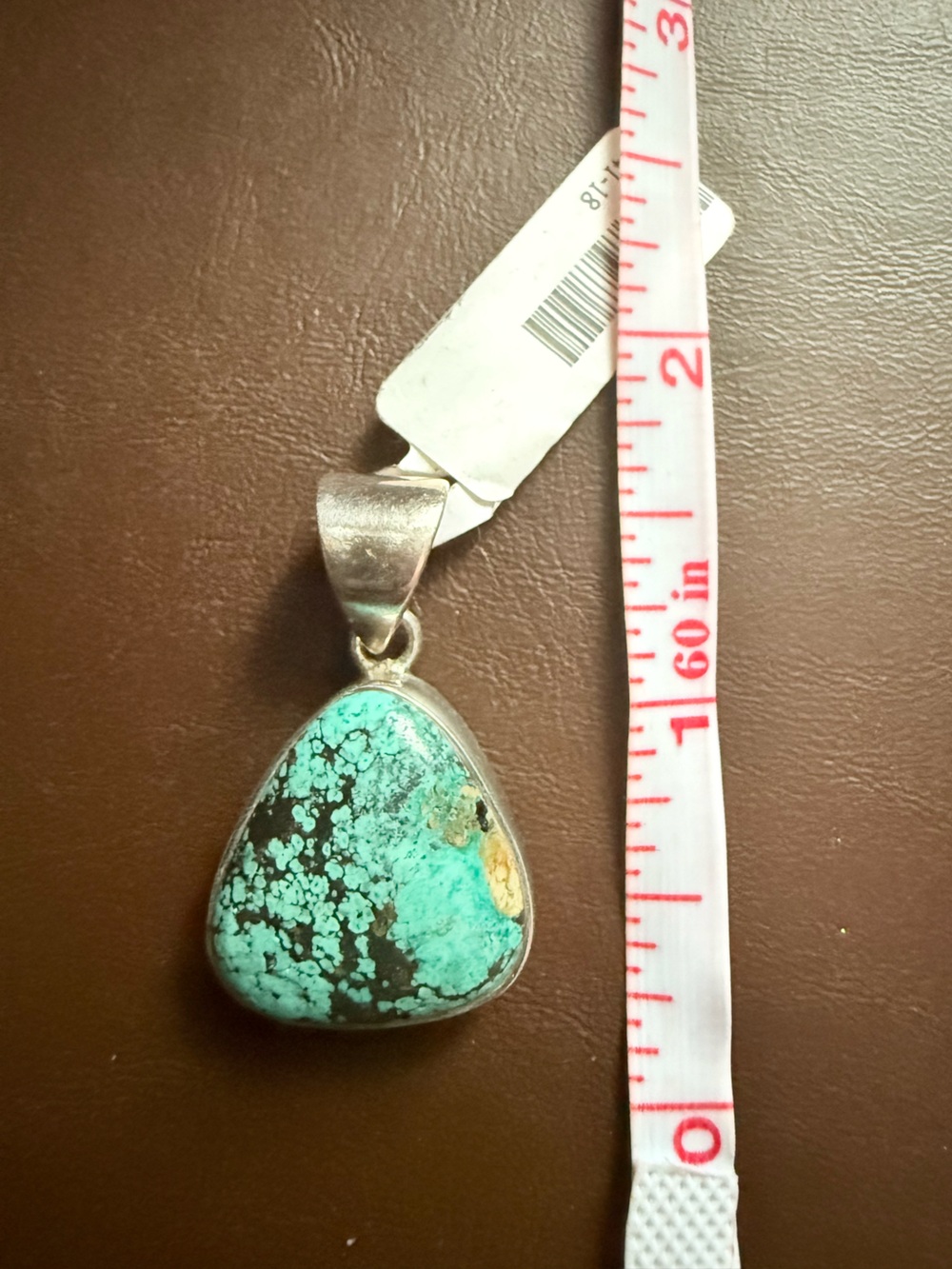 Vintage Sterling Silver Turquoise Pendant | Natural Matrix Stone | Southwestern - Picture 2 of 11